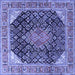 Square Medallion Blue Traditional Rug, tr4208blu