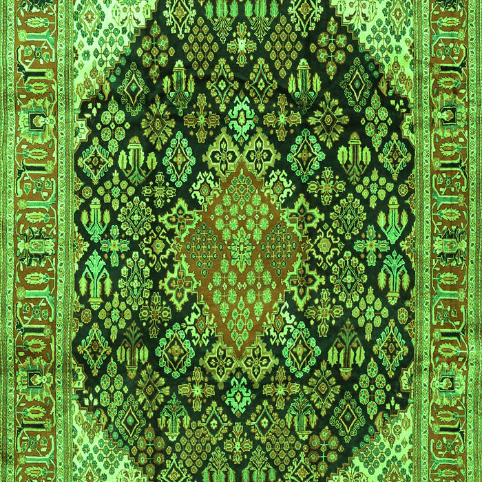 Serging Thickness of Machine Washable Medallion Green Traditional Area Rugs, wshtr4208grn