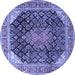 Round Medallion Blue Traditional Rug, tr4208blu