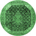 Round Medallion Emerald Green Traditional Rug, tr4208emgrn