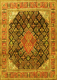 Medallion Yellow Traditional Rug, tr4208yw