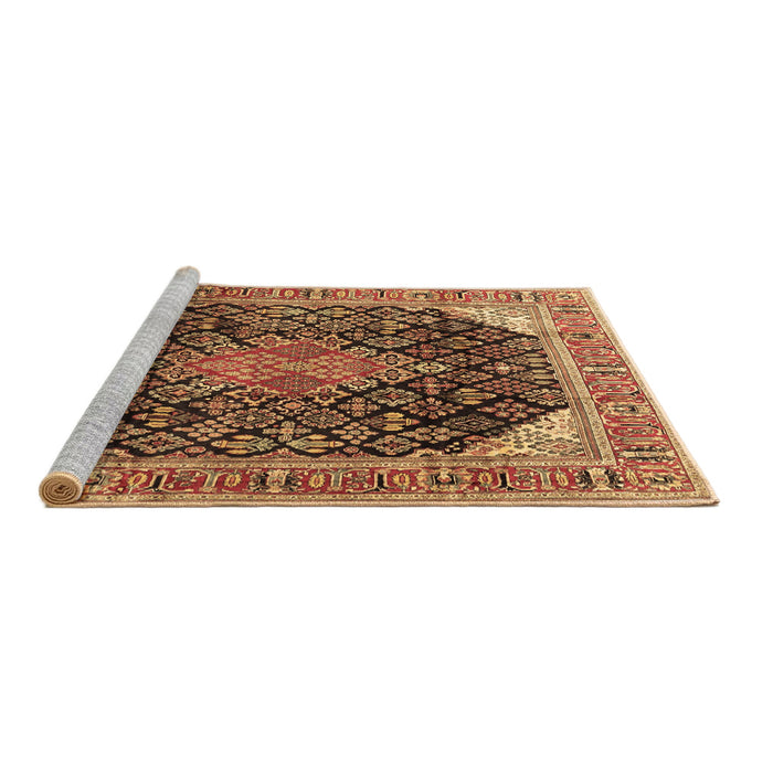 Sideview of Machine Washable Medallion Brown Traditional Rug, wshtr4208brn
