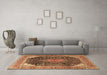 Machine Washable Medallion Brown Traditional Rug in a Living Room,, wshtr4208brn