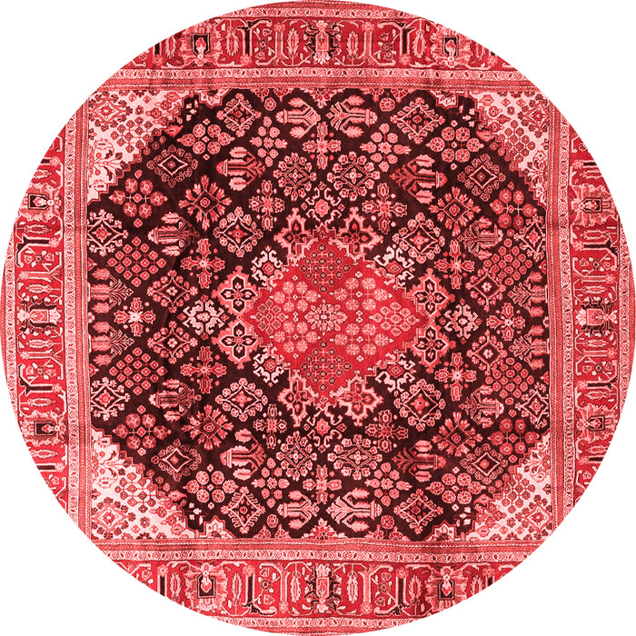 Machine Washable Medallion Red Traditional Rug, wshtr4208red