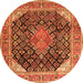 Square Medallion Orange Traditional Rug, tr4208org