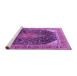 Sideview of Machine Washable Medallion Purple Traditional Area Rugs, wshtr4208pur