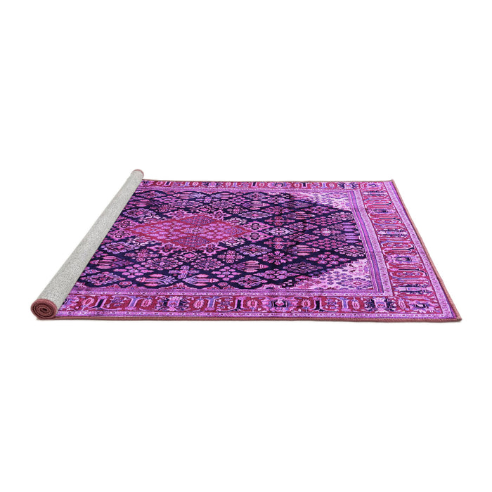 Sideview of Machine Washable Medallion Purple Traditional Area Rugs, wshtr4208pur