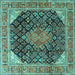 Square Medallion Turquoise Traditional Rug, tr4208turq