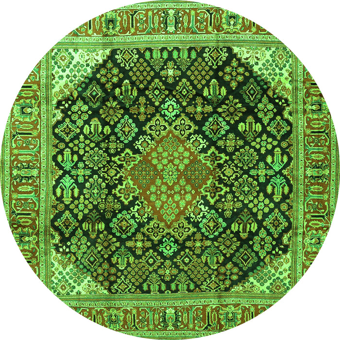 Machine Washable Medallion Green Traditional Area Rugs, wshtr4208grn
