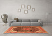 Machine Washable Medallion Orange Traditional Area Rugs in a Living Room, wshtr4208org