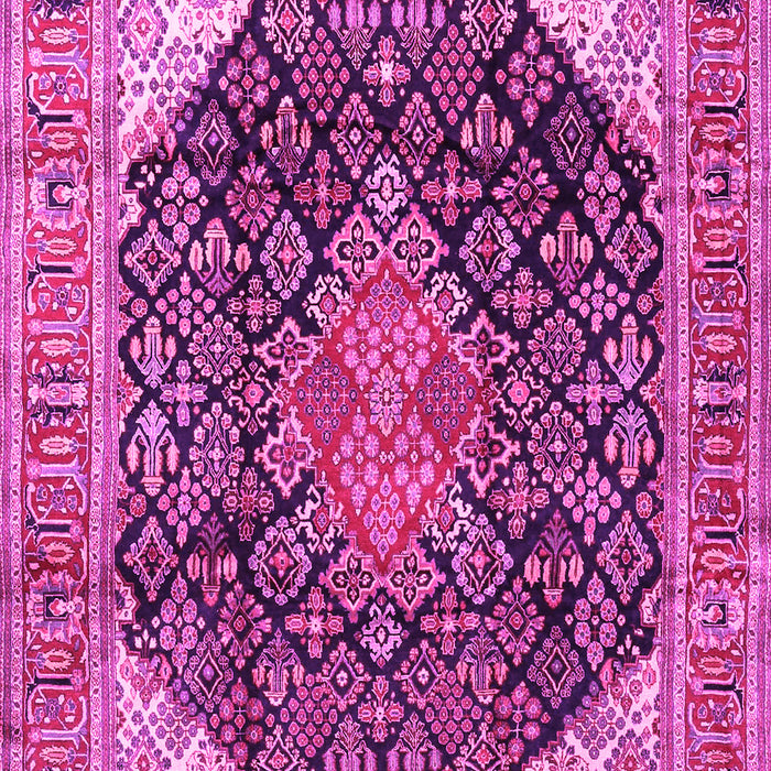 Machine Washable Medallion Pink Traditional Rug, wshtr4208pnk
