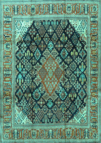 Medallion Turquoise Traditional Rug, tr4208turq