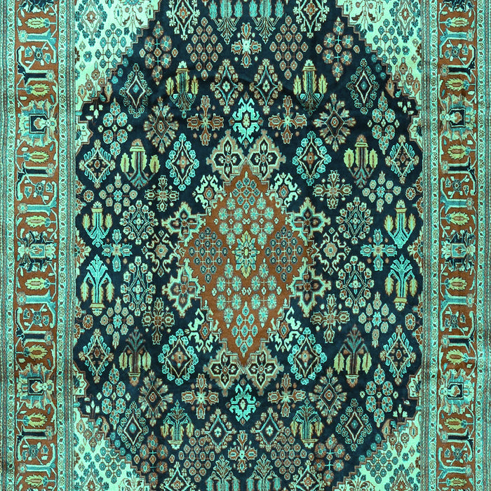Medallion Turquoise Traditional Rug, tr4208turq