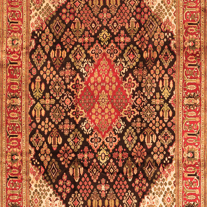 Serging Thickness of Machine Washable Medallion Orange Traditional Area Rugs, wshtr4208org