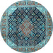 Round Medallion Light Blue Traditional Rug, tr4208lblu