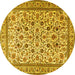 Round Persian Yellow Traditional Rug, tr4209yw