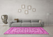 Machine Washable Persian Pink Traditional Rug in a Living Room, wshtr4209pnk