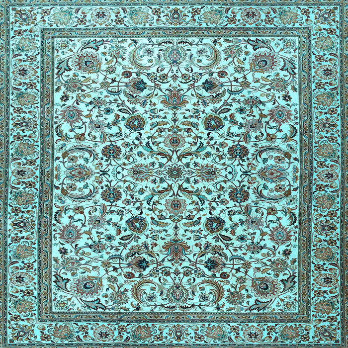 Square Machine Washable Persian Light Blue Traditional Rug, wshtr4209lblu