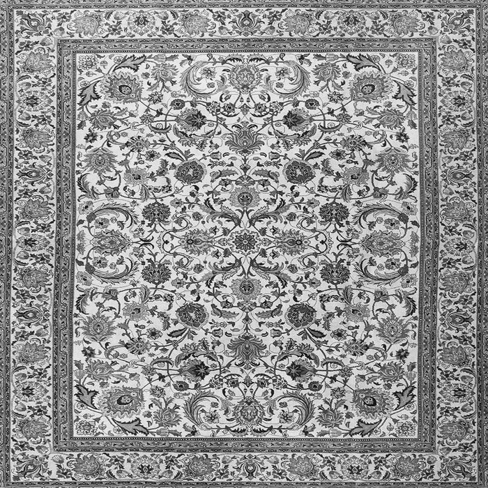 Round Machine Washable Persian Gray Traditional Rug, wshtr4209gry