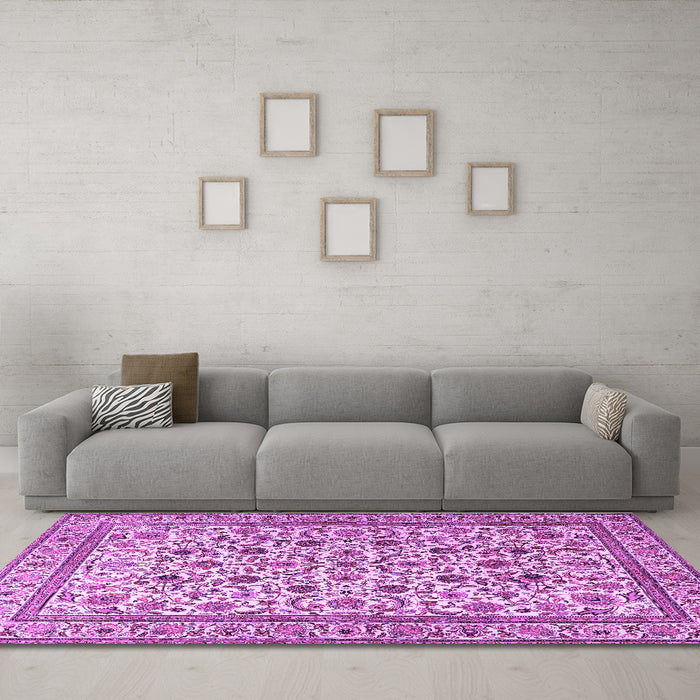 Machine Washable Persian Purple Traditional Area Rugs in a Living Room, wshtr4209pur