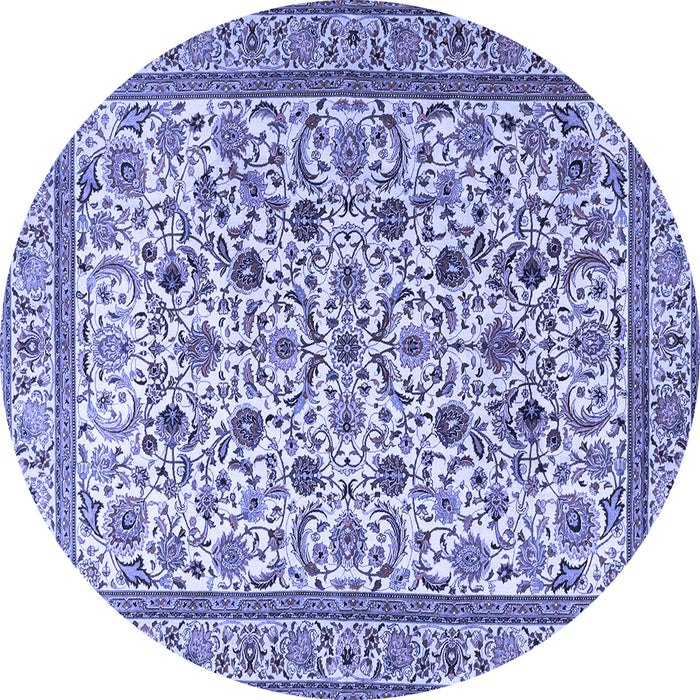 Round Machine Washable Persian Blue Traditional Rug, wshtr4209blu