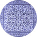 Round Machine Washable Persian Blue Traditional Rug, wshtr4209blu