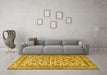 Machine Washable Persian Yellow Traditional Rug in a Living Room, wshtr4209yw