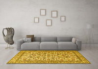 Machine Washable Persian Yellow Traditional Rug, wshtr4209yw