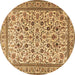 Round Persian Brown Traditional Rug, tr4209brn