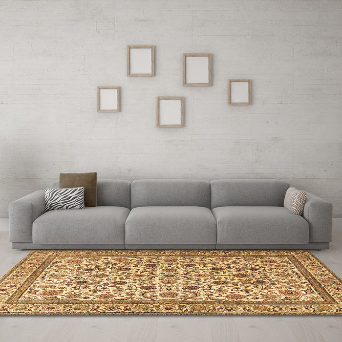 Machine Washable Persian Brown Traditional Rug in a Living Room,, wshtr4209brn