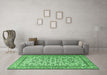 Machine Washable Persian Emerald Green Traditional Area Rugs in a Living Room,, wshtr4209emgrn