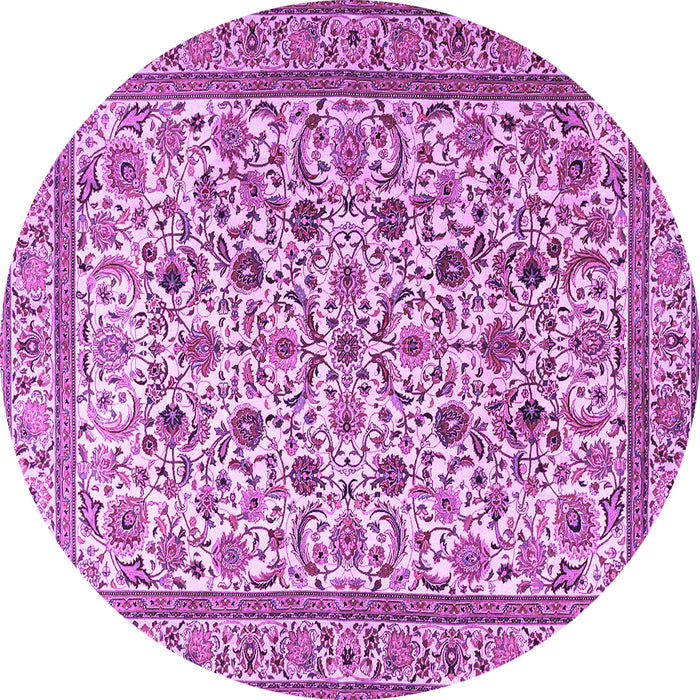 Round Machine Washable Persian Purple Traditional Area Rugs, wshtr4209pur