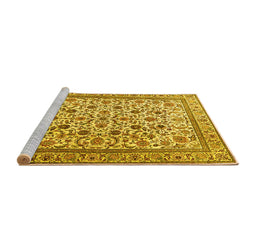 Sideview of Machine Washable Persian Yellow Traditional Rug, wshtr4209yw