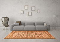 Machine Washable Persian Orange Traditional Rug, wshtr4209org