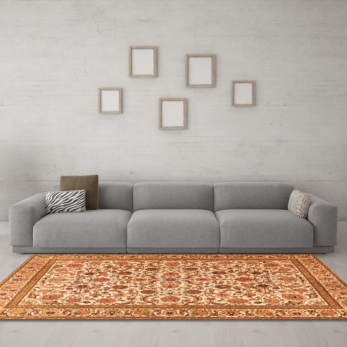 Machine Washable Persian Orange Traditional Area Rugs in a Living Room, wshtr4209org