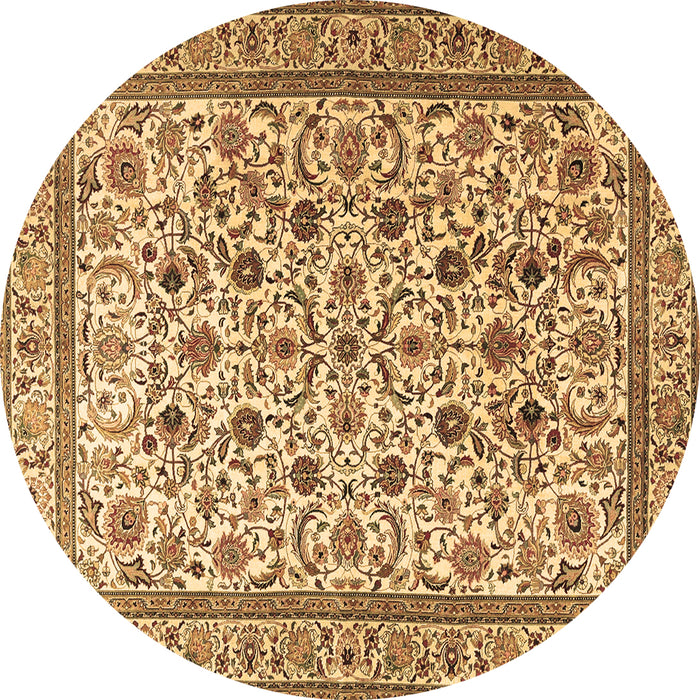Round Machine Washable Persian Brown Traditional Rug, wshtr4209brn