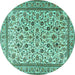 Round Persian Turquoise Traditional Rug, tr4209turq