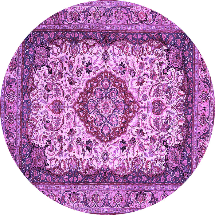 Round Medallion Purple Traditional Rug, tr420pur