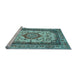 Sideview of Machine Washable Medallion Light Blue Traditional Rug, wshtr420lblu