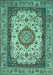 Machine Washable Medallion Turquoise Traditional Area Rugs, wshtr420turq