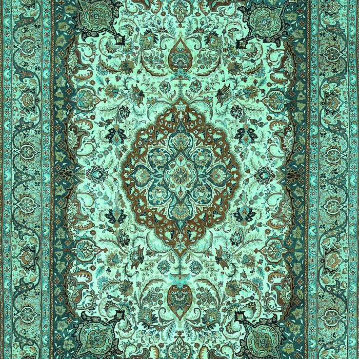 Machine Washable Medallion Turquoise Traditional Area Rugs, wshtr420turq