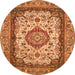 Machine Washable Medallion Orange Traditional Area Rugs, wshtr420org