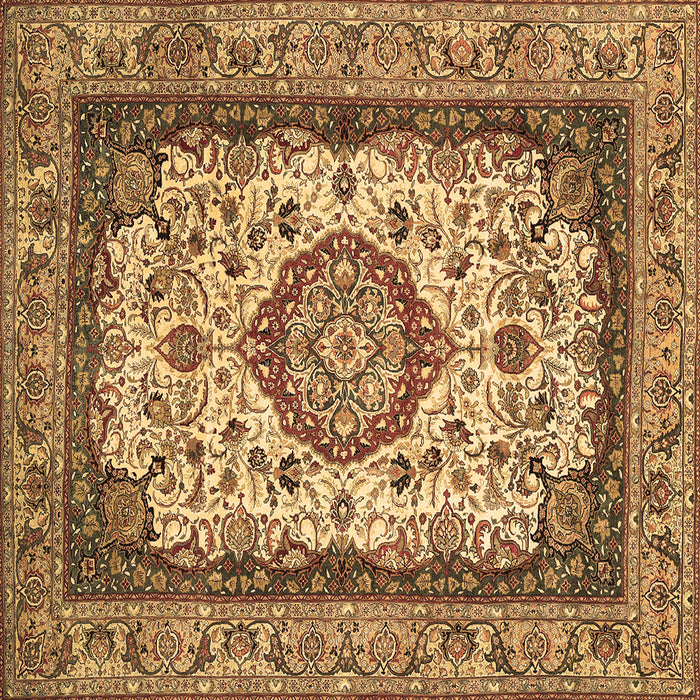Square Machine Washable Medallion Brown Traditional Rug, wshtr420brn