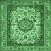 Square Medallion Emerald Green Traditional Rug, tr420emgrn