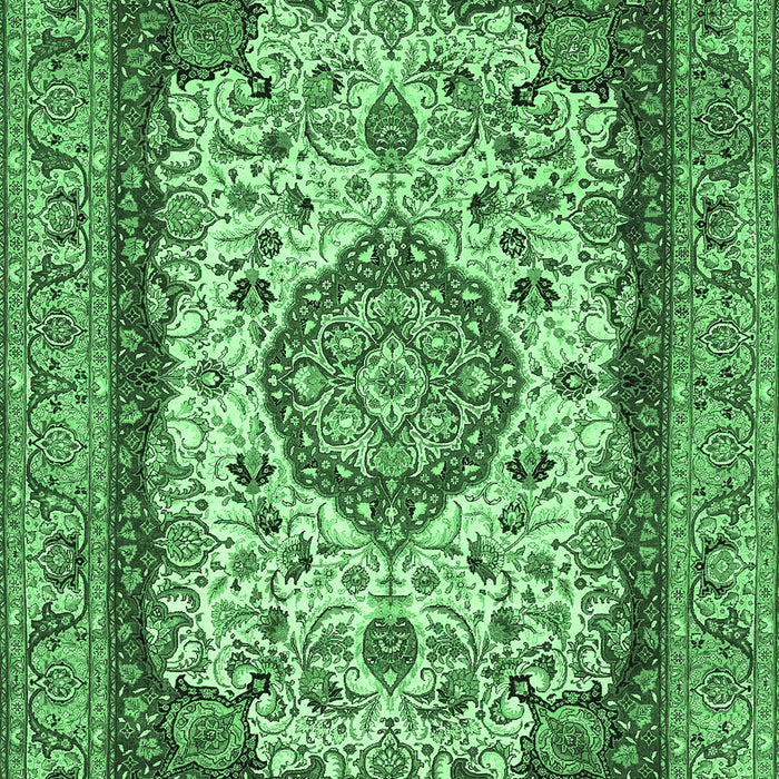 Medallion Emerald Green Traditional Rug, tr420emgrn