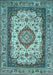 Machine Washable Medallion Light Blue Traditional Rug, wshtr420lblu