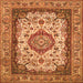 Serging Thickness of Medallion Orange Traditional Rug, tr420org