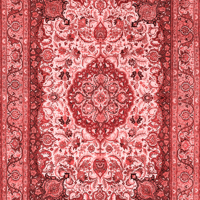Machine Washable Medallion Red Traditional Rug, wshtr420red