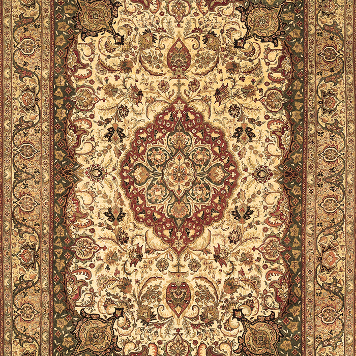 Machine Washable Medallion Brown Traditional Rug, wshtr420brn