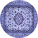 Round Medallion Blue Traditional Rug, tr420blu